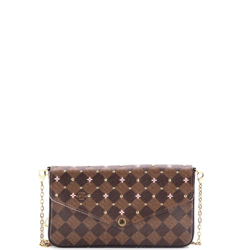 Eco-Friendly Bags With Discounts Felicie Pochette Flower Printed Studded Damier