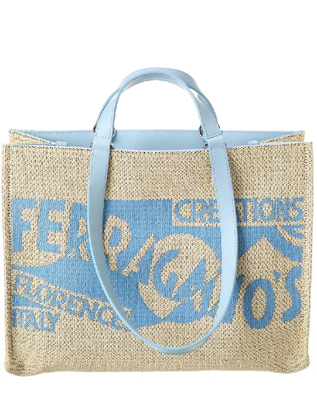 Bags With Seasonal Sales Ferragamo Logo Medium Canvas & Leather Tote