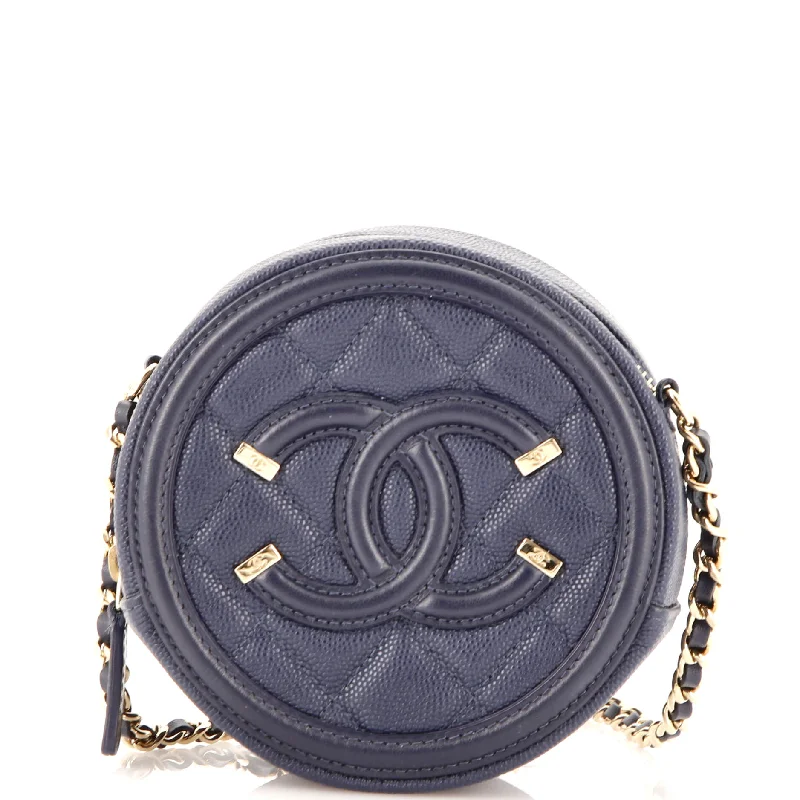 Lightweight And Functional Bags For Travel And Work Filigree Round Clutch with Chain Quilted Caviar Mini Lightweight And Functional Bags For Travel And Work Filigree Round Clutch with Chain Quilted Caviar Mini