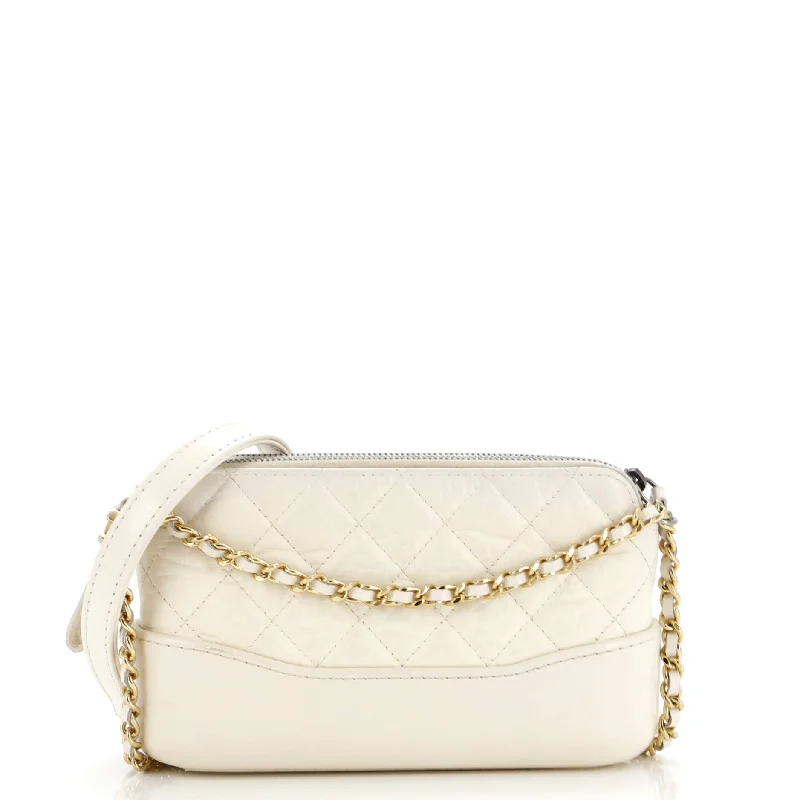 Bag For Modern Fashion Gabrielle Double Zip Clutch with Chain Quilted Aged Calfskin
