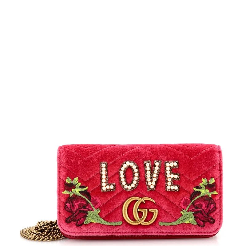 Cozy Handbags With Clearance Prices GG Marmont Chain Flap Bag Embroidered Matelasse Velvet Mini Cozy Handbags With Clearance Prices GG Marmont Chain Flap Bag Embroidered Matelasse Velvet Mini