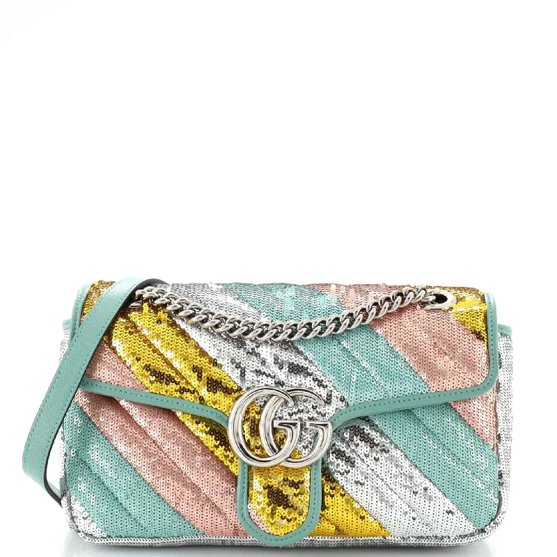 Trendy Bags GG Marmont Flap Bag Diagonal Quilted Sequins Small