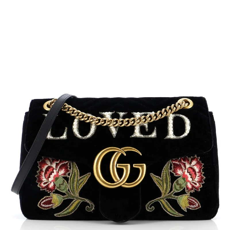 Chic Bags For Office Professionals And Urban Dwellers GG Marmont Flap Bag Embroidered Matelasse Velvet Medium
