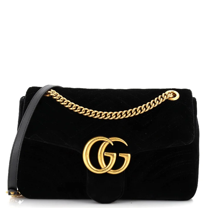 Lightweight And Affordable Bags GG Marmont Flap Bag Matelasse Velvet Medium