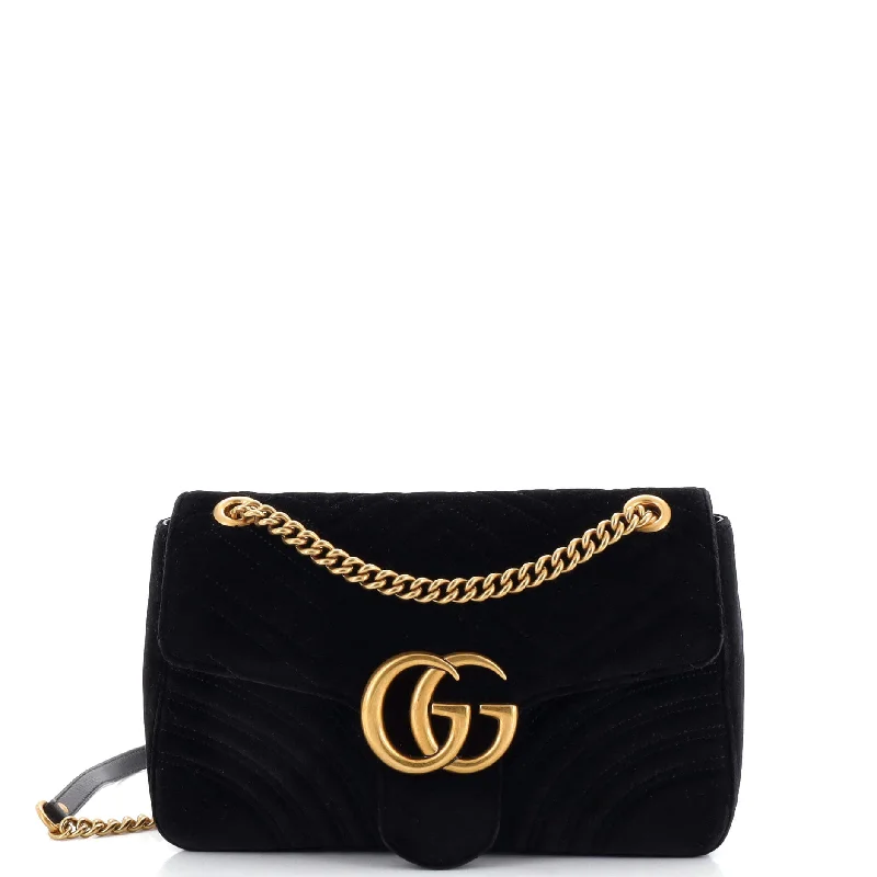 Bags With Tsa-Approved Features GG Marmont Flap Bag Matelasse Velvet Medium