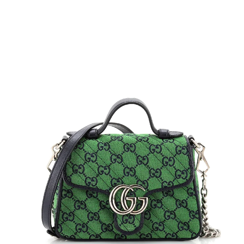Handbag For Women GG Marmont Top Handle Flap Bag Diagonal Quilted GG Canvas Mini
