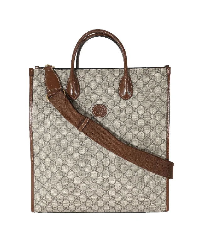 Elegant And On-Sale Evening Bags Gucci Beige GG Supreme Canvas Brown Leather Medium Interlocking G Tote Elegant And On-Sale Evening Bags Gucci Beige GG Supreme Canvas Brown Leather Medium Interlocking G Tote