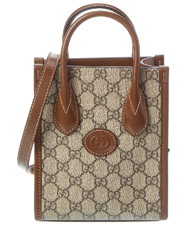 Uxury Designer Handbag Brands Gucci Mini GG Supreme Canvas & Leather Tote