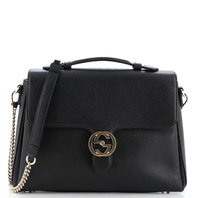 Minimalist Leather Bag For Modern Aesthetics Interlocking Top Handle Bag Leather Medium Minimalist Leather Bag For Modern Aesthetics Interlocking Top Handle Bag Leather Medium