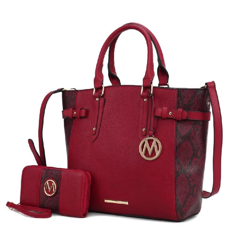 Stylish Bag For Women Joelle Faux-Snake Embossed Women’s Tote bag with matching Wallet by Mia K. Stylish Bag For Women Joelle Faux-Snake Embossed Women’s Tote bag with matching Wallet by Mia K.