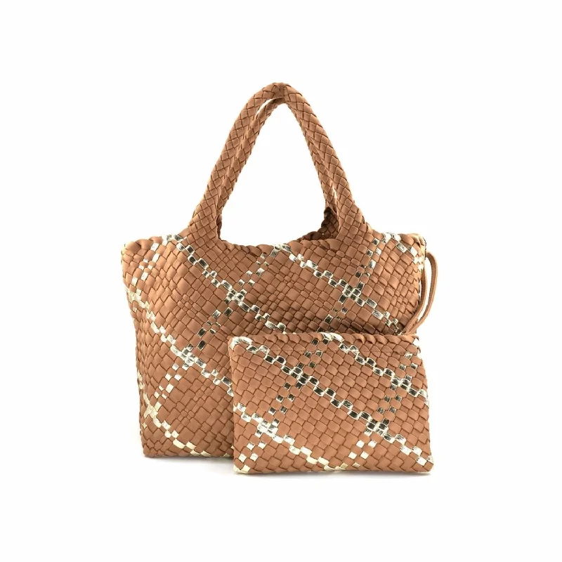 Bags For College Students On A Budget Large Nell Tote Bag In Brown With Gold Trim