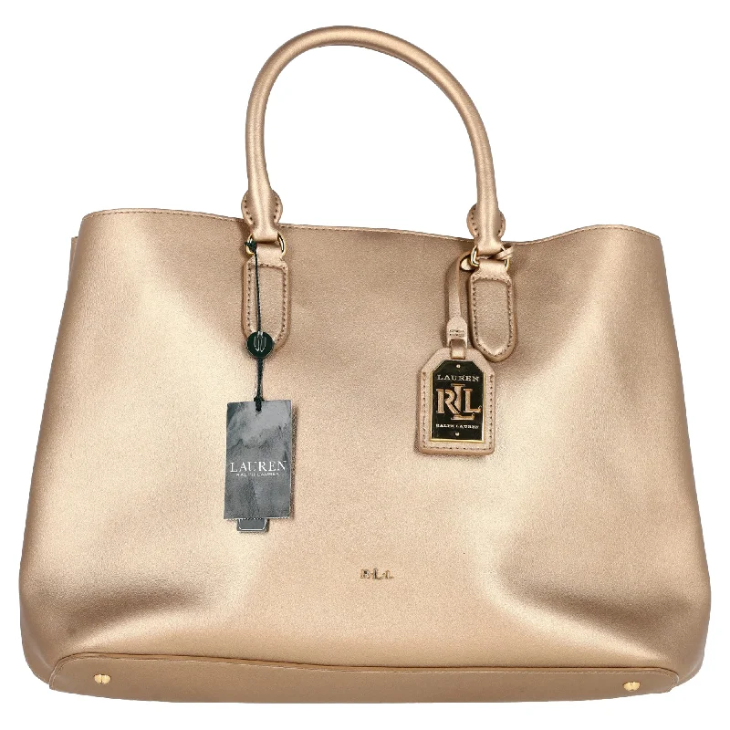 Anti-Theft And Budget-Friendly Bags Lauren by Ralph Lauren Double Compartment Satchel Bag in Metallic Gold Leather Anti-Theft And Budget-Friendly Bags Lauren by Ralph Lauren Double Compartment Satchel Bag in Metallic Gold Leather