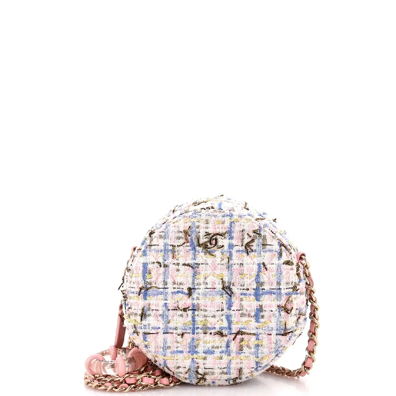 New Year Party Bag For Celebrations Lifesaver Round Clutch with Chain Quilted Tweed New Year Party Bag For Celebrations Lifesaver Round Clutch with Chain Quilted Tweed