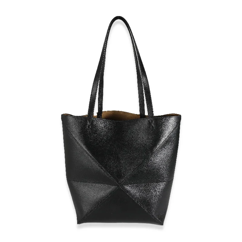 Lightweight And Affordable Bags Loewe Black Calfskin Medium Puzzle Fold Tote