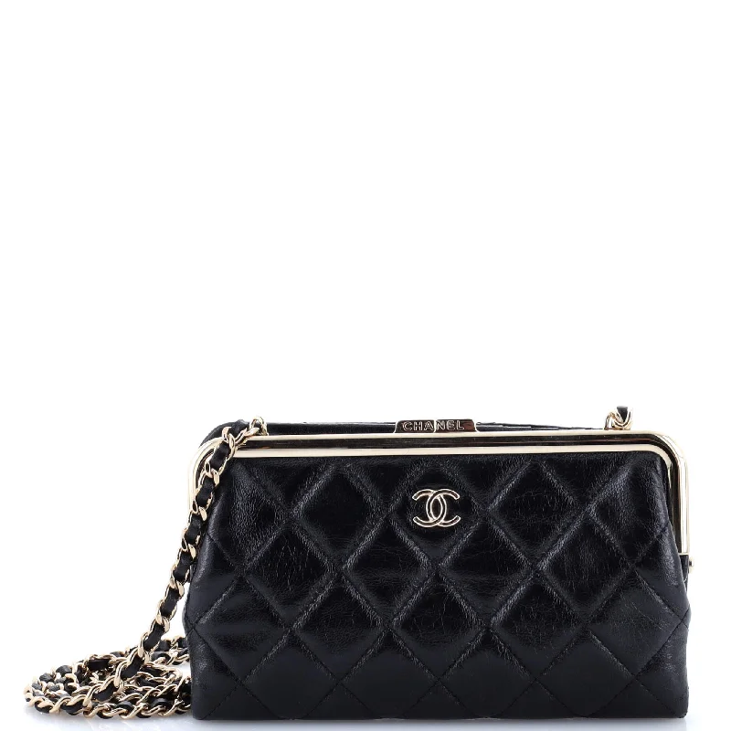 Durable And Cheap Bags Logo Clasp Frame Clutch with Chain Quilted Lambskin Small