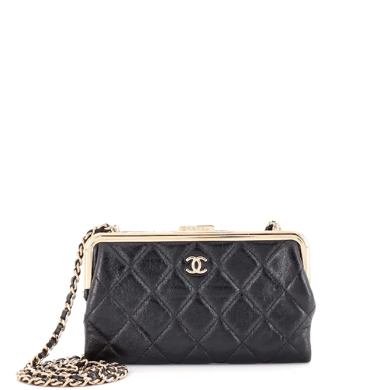 Spacious And Discounted Bags Logo Clasp Frame Clutch with Chain Quilted Lambskin Small Spacious And Discounted Bags Logo Clasp Frame Clutch with Chain Quilted Lambskin Small