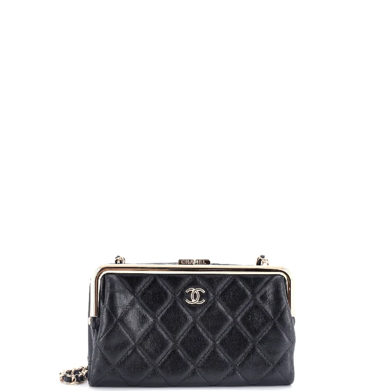 Trendy Festival Bags With Limited-Time Offers Logo Clasp Frame Clutch with Chain Quilted Lambskin Small Trendy Festival Bags With Limited-Time Offers Logo Clasp Frame Clutch with Chain Quilted Lambskin Small