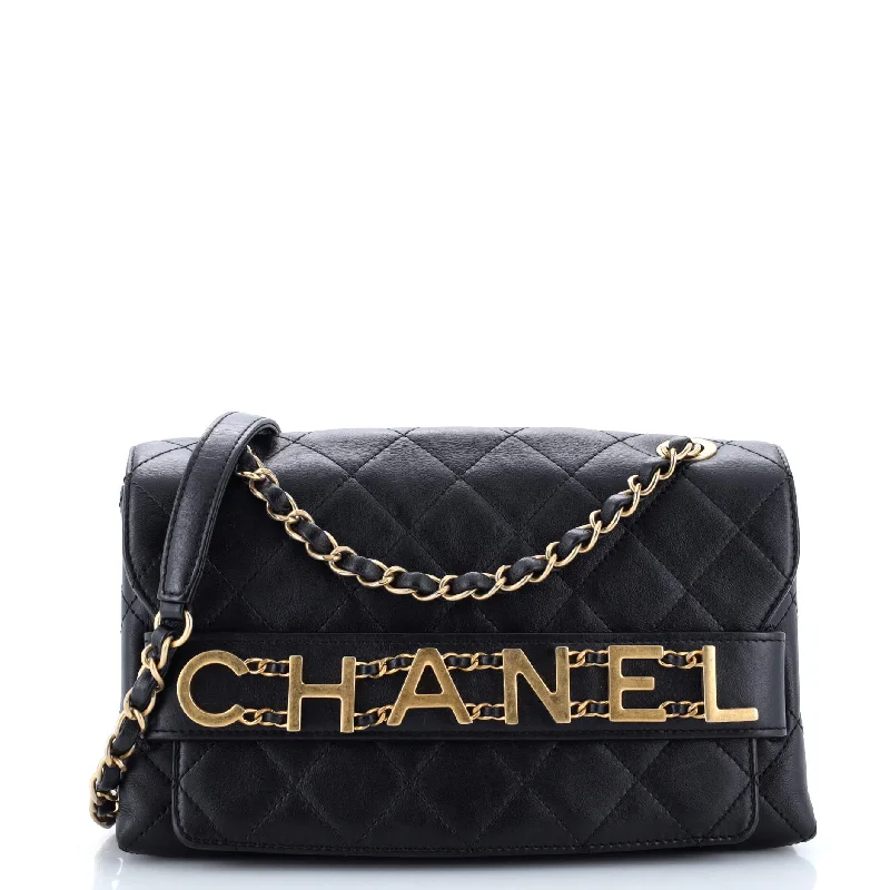 Glamorous Bags For Evening Events And Parties Logo Enchained Flap Bag Quilted Calfskin Medium Glamorous Bags For Evening Events And Parties Logo Enchained Flap Bag Quilted Calfskin Medium