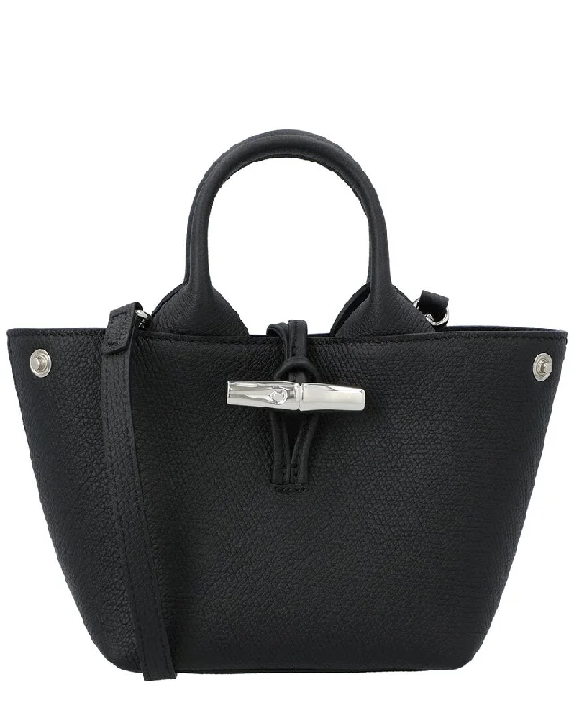 Spacious And Discounted Bags Longchamp Roseau Leather Top Handle Bag