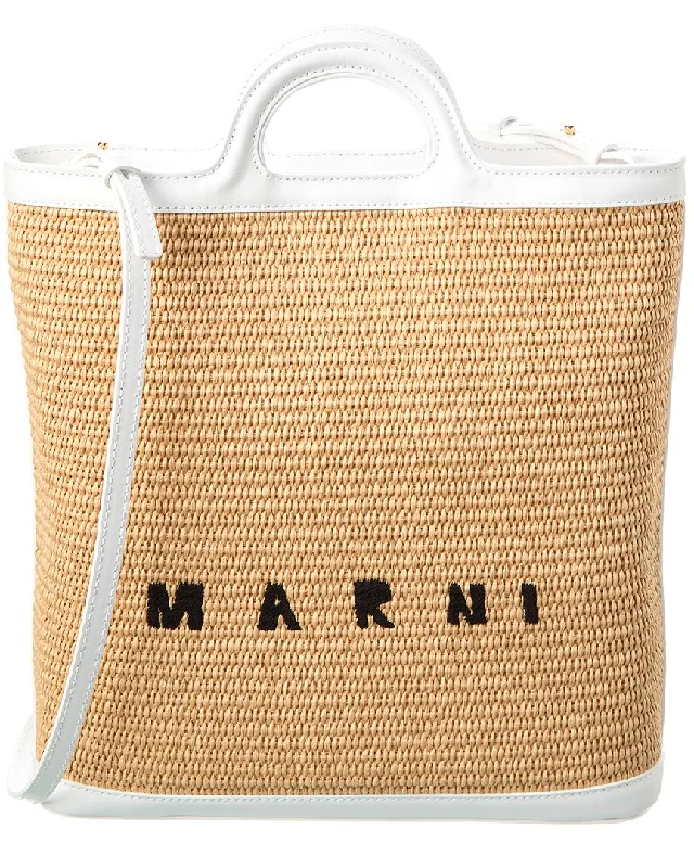 Lightweight Bags With Clearance Prices Marni Tropicalia Leather-Trim Tote, Brown