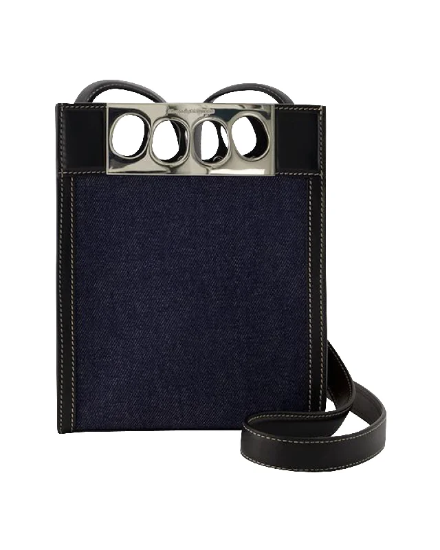 Genuine Bags On Clearance Sale Mini Tote Bag - Alexander Mcqueen - Leather - Denim/Black Genuine Bags On Clearance Sale Mini Tote Bag - Alexander Mcqueen - Leather - Denim/Black