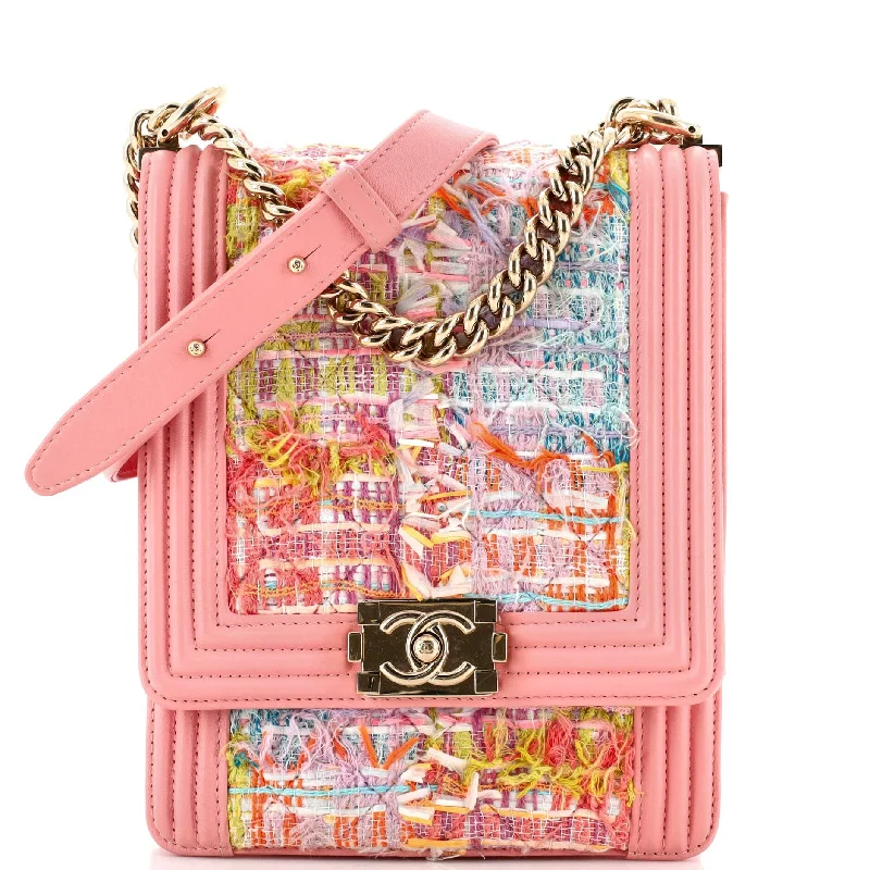 Stylish Bags With Discounts North South Boy Flap Bag Quilted Tweed Small
