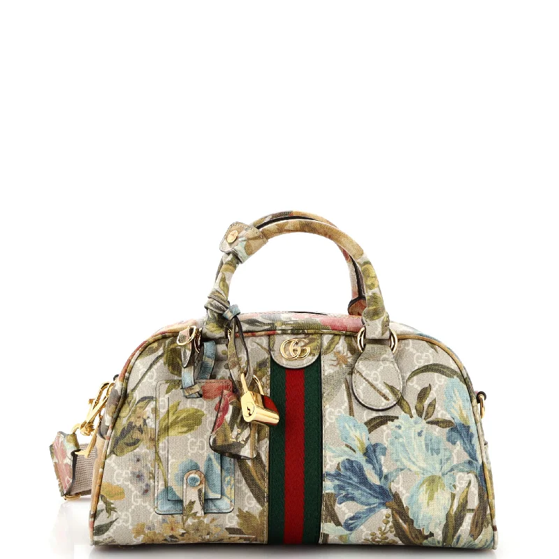Anti-Theft And Budget-Friendly Bags Ophidia Convertible Boston Top Handle Bag Water Flora GG Coated Canvas Medium Anti-Theft And Budget-Friendly Bags Ophidia Convertible Boston Top Handle Bag Water Flora GG Coated Canvas Medium