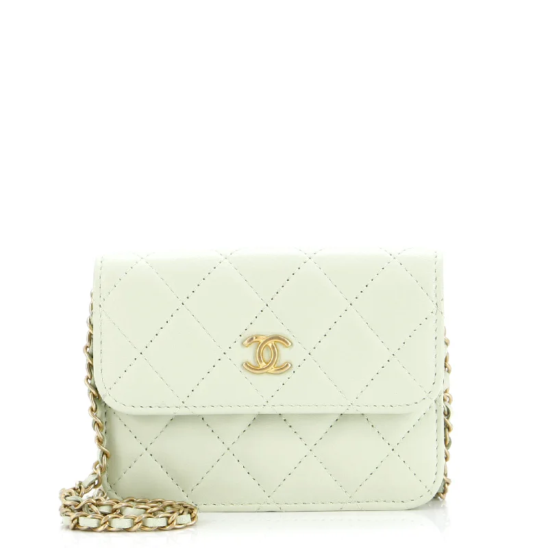 Anti-Theft And Budget-Friendly Bags Pearl Crush Flap Clutch with Chain Quilted Lambskin Mini
