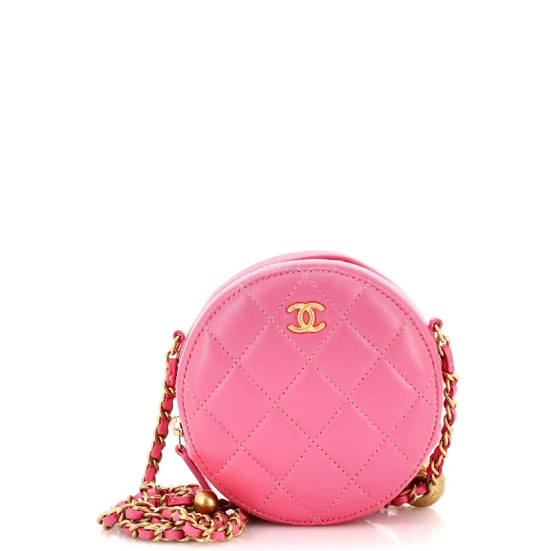 Festival Bags For Concerts And Events Pearl Crush Round Clutch with Chain Quilted Lambskin Festival Bags For Concerts And Events Pearl Crush Round Clutch with Chain Quilted Lambskin