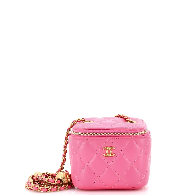 Durable And Cheap Bags Pearl Crush Vanity Case with Chain Quilted Lambskin Mini