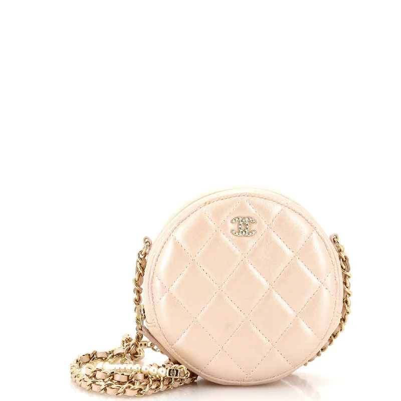 Limited-Time Offers On Trendy And Stylish Bags Pearl Strap Round Clutch with Chain Quilted Iridescent Lambskin Limited-Time Offers On Trendy And Stylish Bags Pearl Strap Round Clutch with Chain Quilted Iridescent Lambskin