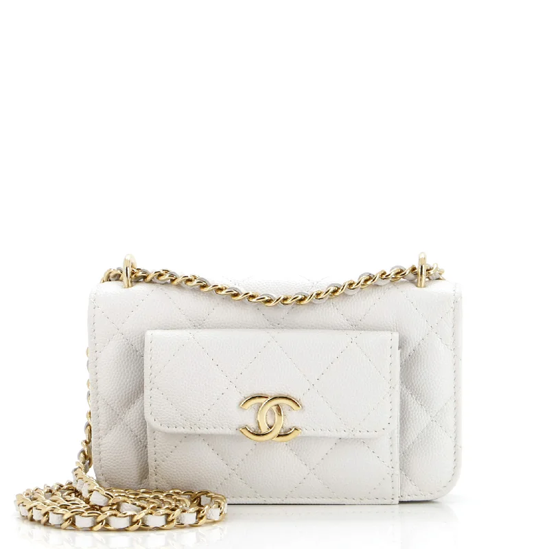 Elegant Bags For Formal Events And Luxury Occasions Pocket Twins Clutch with Chain Quilted Caviar Elegant Bags For Formal Events And Luxury Occasions Pocket Twins Clutch with Chain Quilted Caviar