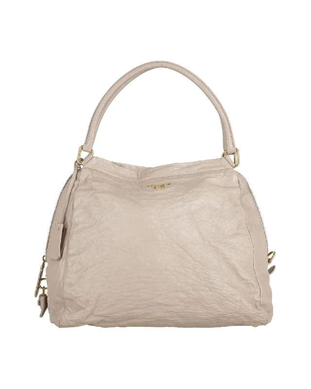 Luxury Bags With Premium Materials And Craftsmanship Prada Vitello Daino Tote Bag in Nude Calf Leather Luxury Bags With Premium Materials And Craftsmanship Prada Vitello Daino Tote Bag in Nude Calf Leather
