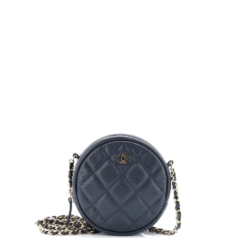 Luxury Bags Round Clutch with Chain Quilted Caviar Mini