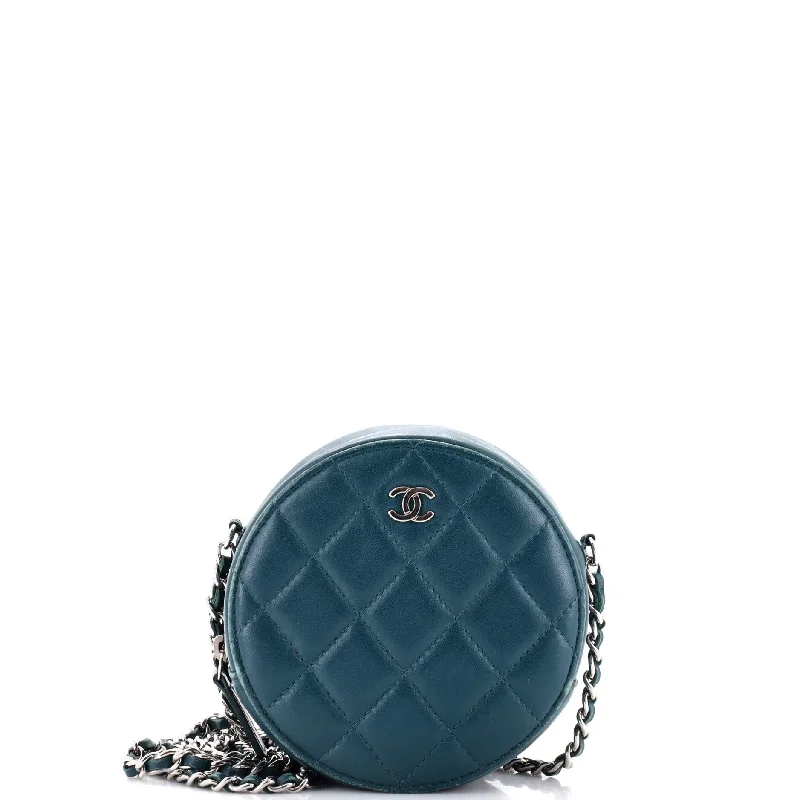 New Year Party Bag For Celebrations Round Clutch with Chain Quilted Lambskin Mini