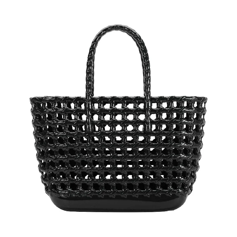 Designer-Inspired Bags At Budget-Friendly Prices Savannah Jelly Basket Tote Bag In Black Designer-Inspired Bags At Budget-Friendly Prices Savannah Jelly Basket Tote Bag In Black