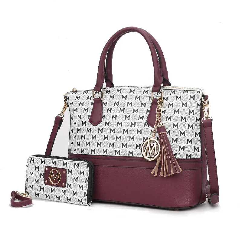 Tote Bag For Office Use Saylor Circular M Emblem Print Women’s Tote Bag with matching Wristlet Wallet - 2 pieces Tote Bag For Office Use Saylor Circular M Emblem Print Women’s Tote Bag with matching Wristlet Wallet - 2 pieces