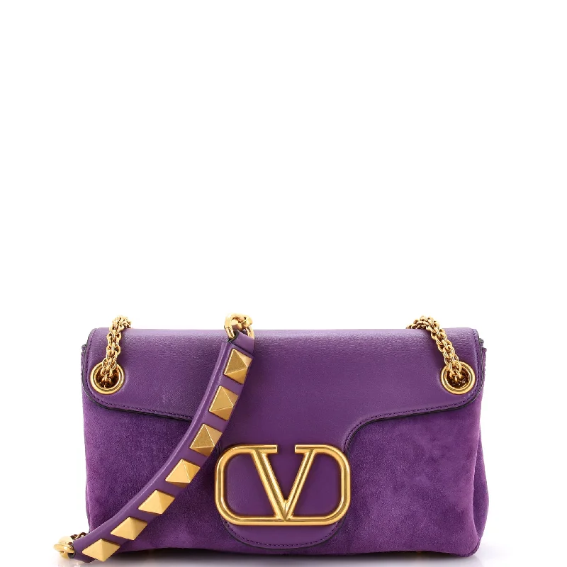 Valentine's Day Stud Sign Shoulder Bag Leather and Suede