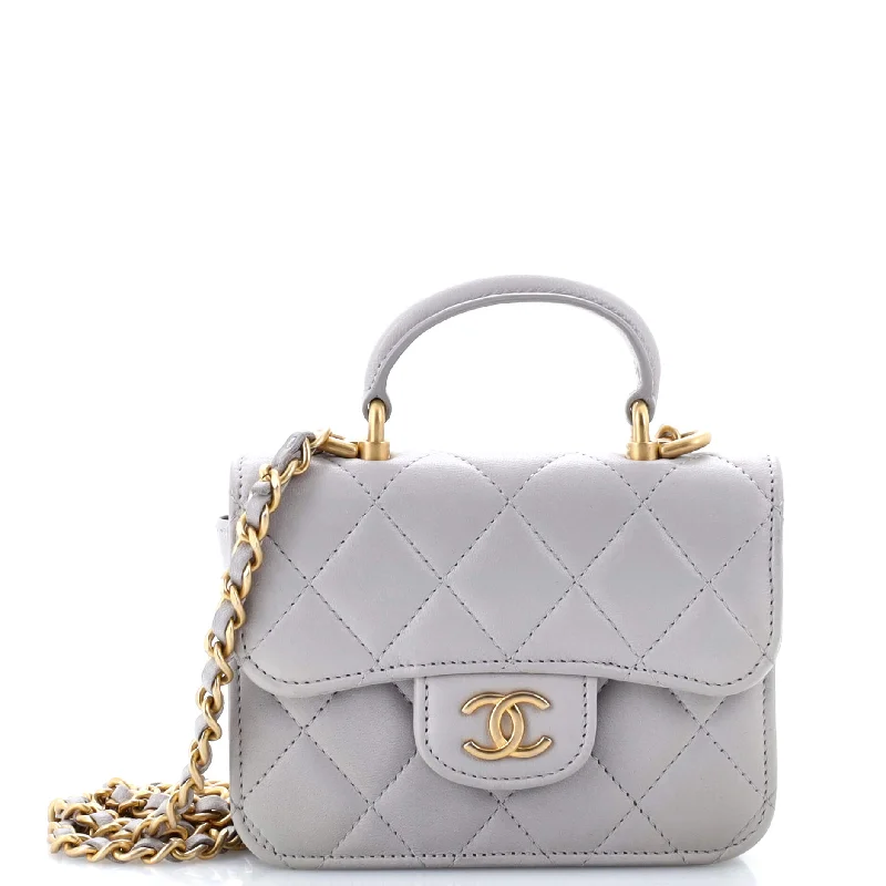Sleek And Seasonal Sale Bags Top Handle Flap Coin Purse with Chain Quilted Lambskin