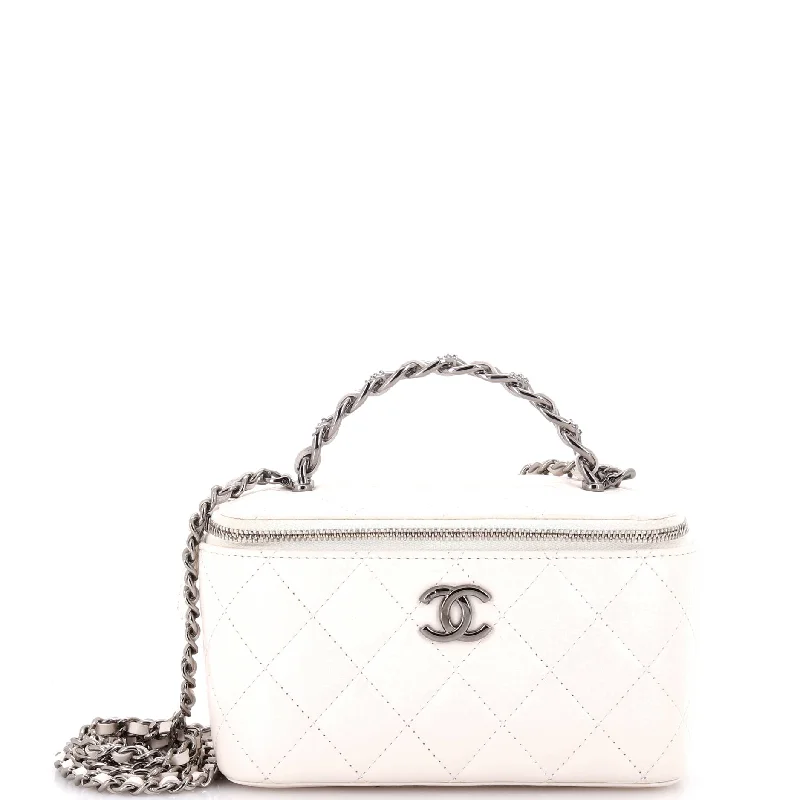 High-Quality Bags On Flash Sale Top Handle Vanity Case with Chain Quilted Lambskin with Crystals Small High-Quality Bags On Flash Sale Top Handle Vanity Case with Chain Quilted Lambskin with Crystals Small