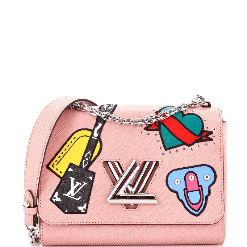 Edgy Bags For Bold And Daring Fashionistas Twist Handbag Limited Edition Patches Epi Leather MM Edgy Bags For Bold And Daring Fashionistas Twist Handbag Limited Edition Patches Epi Leather MM