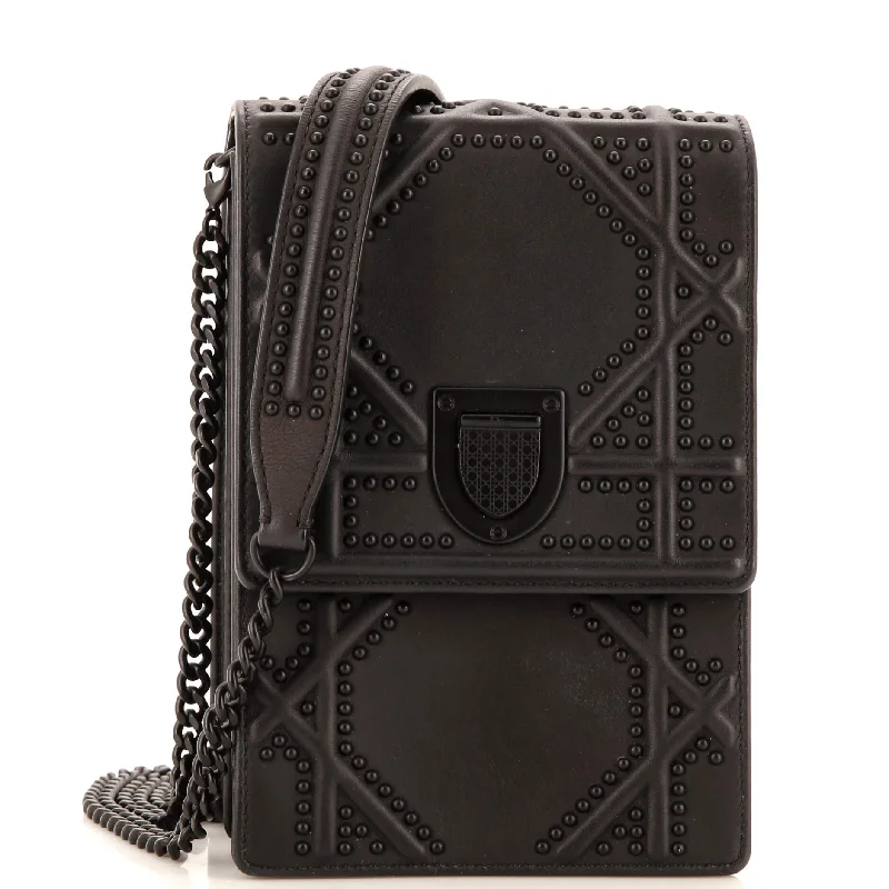 Luxury Bags On Sale Ultra Matte Diorama Vertical Clutch on Chain Studded Leather
