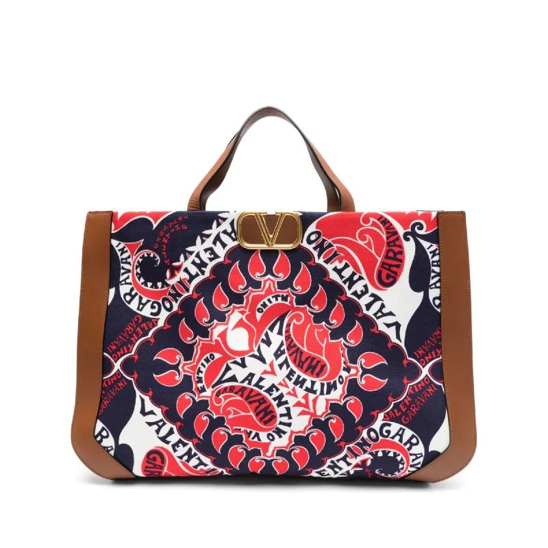 Luxury Bags For Working Professionals Valentino Garavani Bandana Printed Canvas Tote Bag