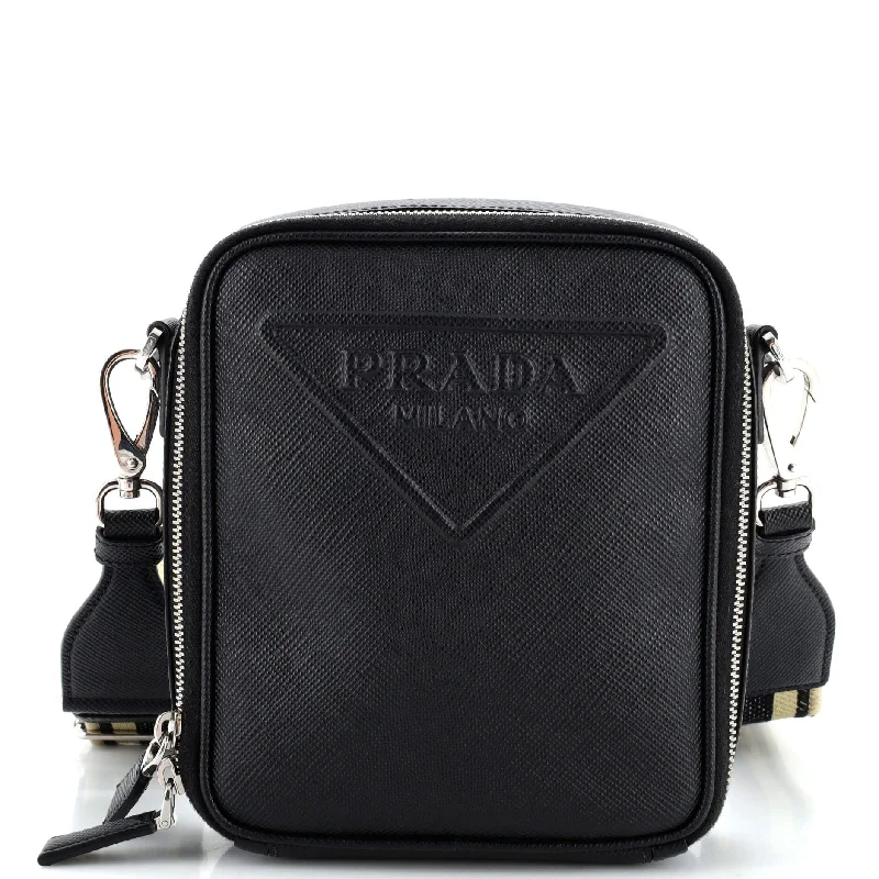 Luxury Bags With Premium Materials And Craftsmanship Vertical Zip Around Logo Shoulder Bag Saffiano with Jacquard