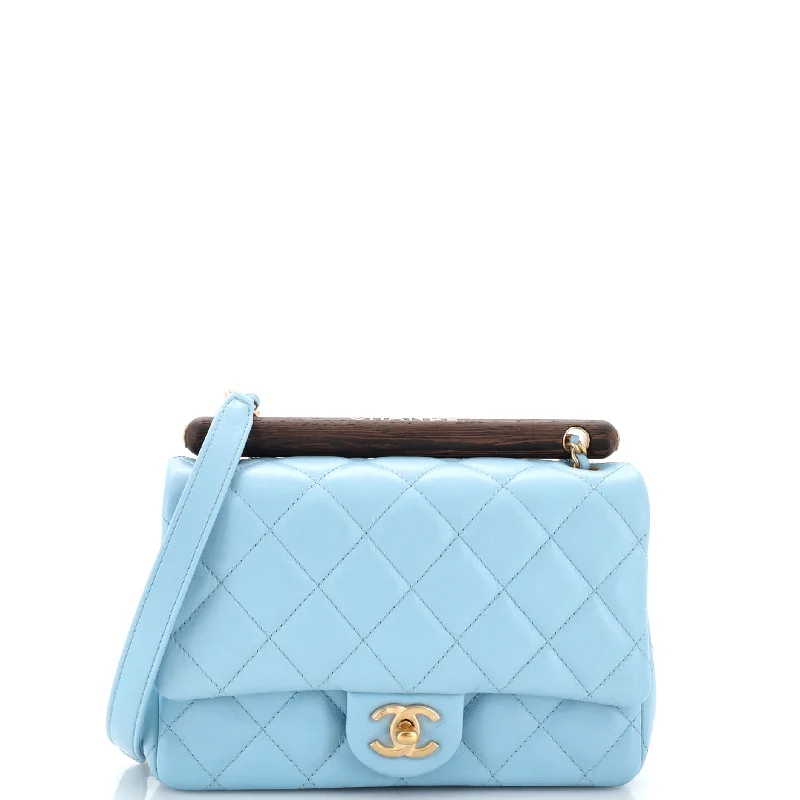 Affordable Bags Wenge Wood Flap Bag Quilted Lambskin Mini