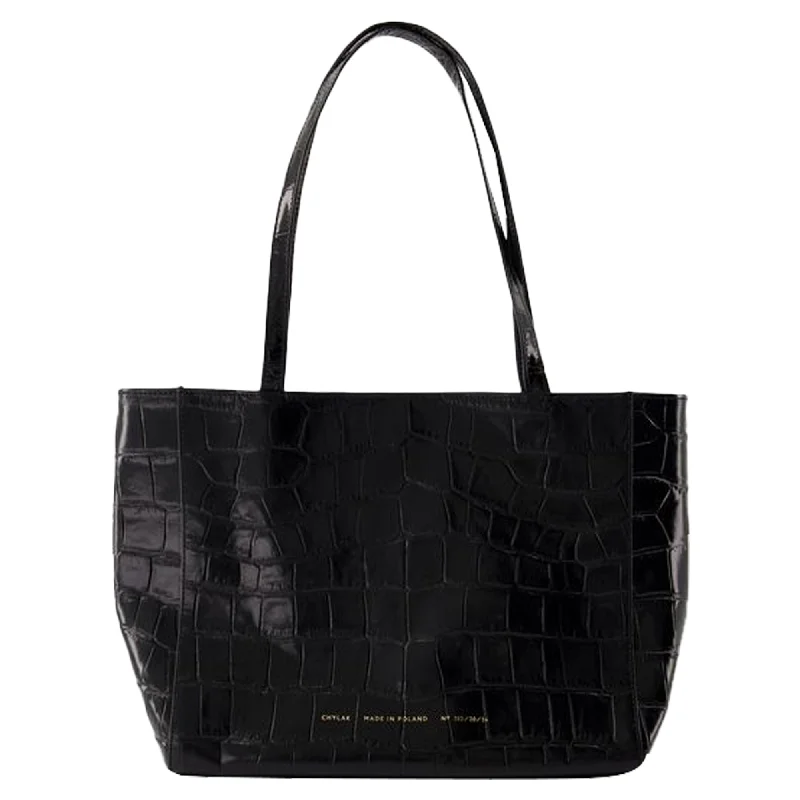 Bags With Discounts Wide Shopper Bag - Chylak - Leather - Black