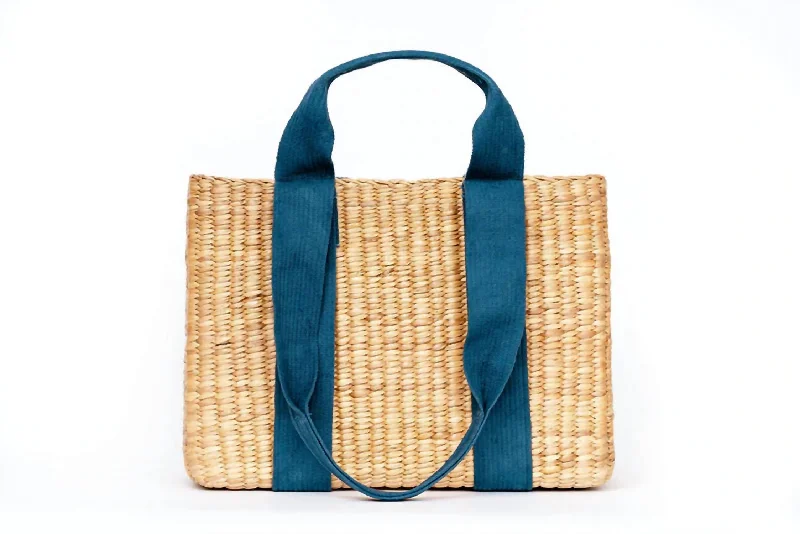 Spacious And Discounted Bags Women's Brooks Rectangular Natural Tote Bag In Blue