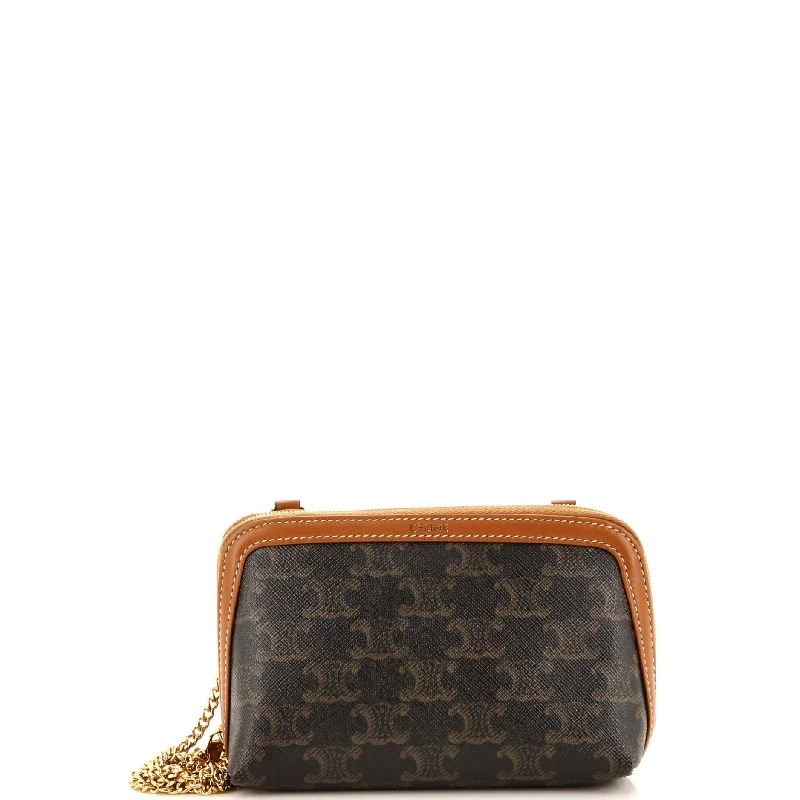Trendy Bags For Women And Men In 2025 Zip Around Chain Clutch Triomphe Coated Canvas Trendy Bags For Women And Men In 2025 Zip Around Chain Clutch Triomphe Coated Canvas