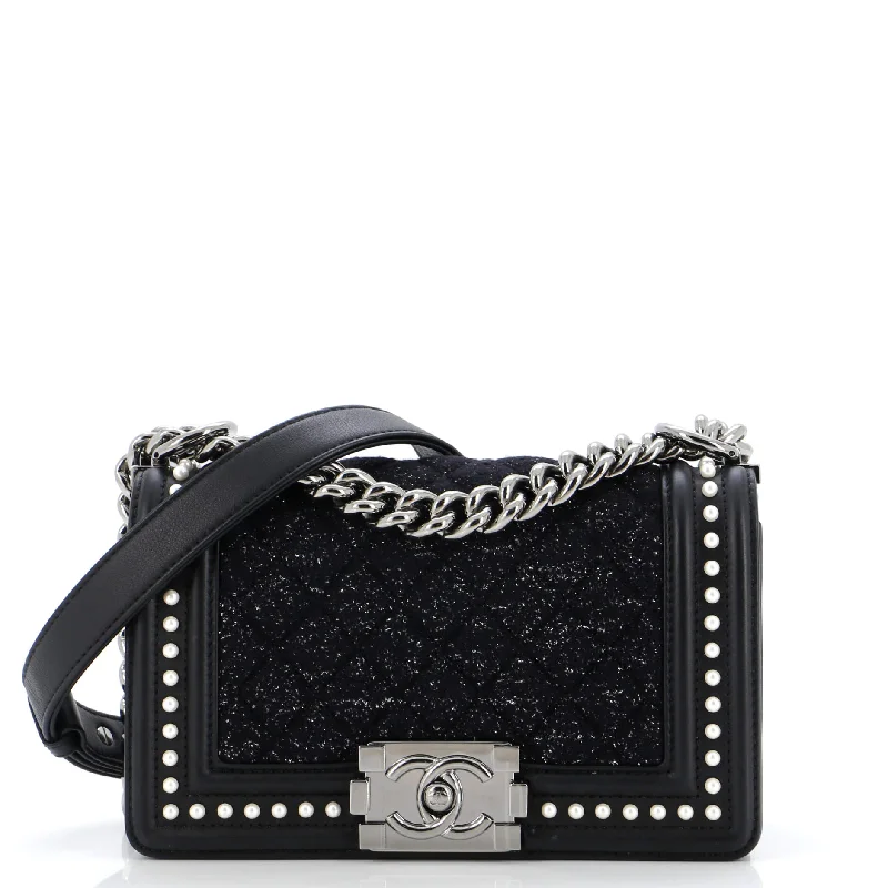 Luxury Bags On Sale Boy Flap Bag Quilted Tweed with Pearl Embellished Calfskin Small Luxury Bags On Sale Boy Flap Bag Quilted Tweed with Pearl Embellished Calfskin Small