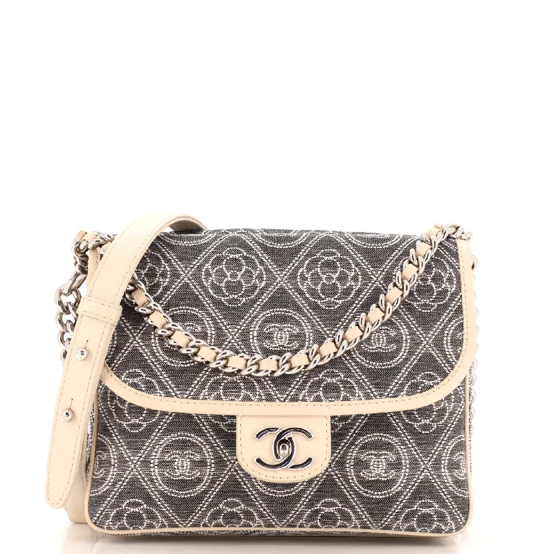 Affordable Bags For Budget Shoppers Camellia Double Side Flap Bag Quilted Printed Canvas Small Affordable Bags For Budget Shoppers Camellia Double Side Flap Bag Quilted Printed Canvas Small